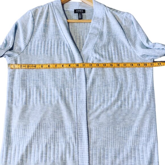 Jones New York Long Line Cardigan Sweater Womens Size L Blue Open Minimalist - Picture 8 of 9